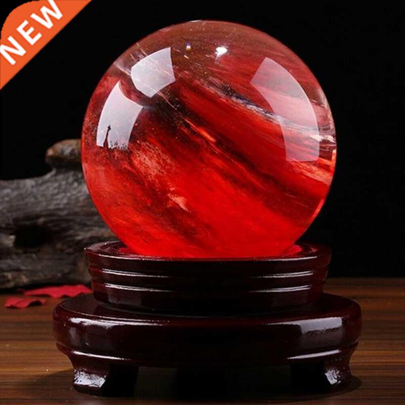80Mm Red Citrine Calcite Quartz Crystal Sphere Ball Healing
