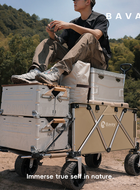 Bavay/北欢户外露营车PRO铝合金小推车儿童可躺折叠野营拖车F12