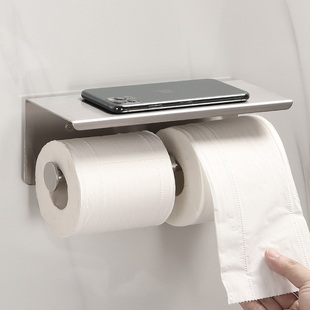卫生间壁挂式双小卷纸巾盒厕所厕纸架免打孔挂墙卷纸架简约北美欧