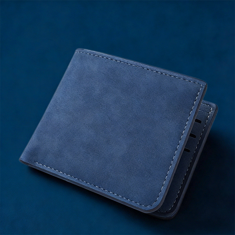 翻毛皮新款钱包男士短款休闲日韩学生简约皮夹多卡位时尚青年钱夹