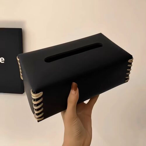 皮革纸巾盒皮质手工编织客厅