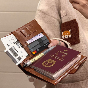复古油皮护照夹旅行外出证件包一体钱包卡包护照夹皮质护照包出国