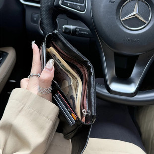 韩系ins复古软皮钱包短款设计感多卡位卡包高级感小众精致零钱包