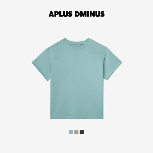 APLUS DMINUS夏季T恤男女百慕大破坏舒弹BOXY纯棉休闲短袖中大童