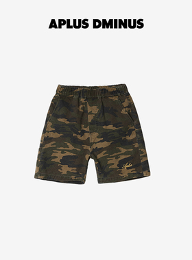 APLUS DMINUS 原创潮牌童装儿童简约水洗迷彩短裤松紧腰中大童