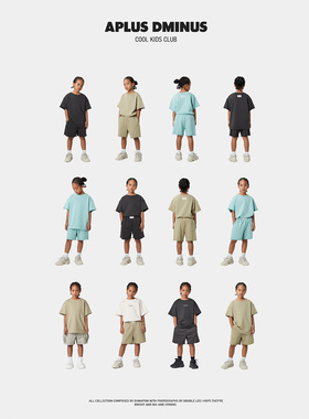 APLUS DMINUS夏季T恤男女百慕大破坏舒弹BOXY纯棉休闲短袖中大童