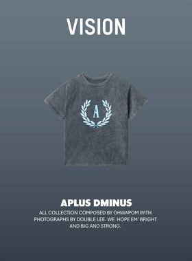 APLUS DMINUS夏T恤校园麦穗标印花高克重水洗纯棉短袖男女中大童