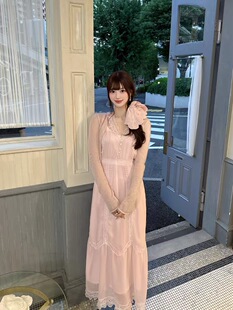 deicy 甜美重工蕾丝无袖收腰连衣裙两件套现货