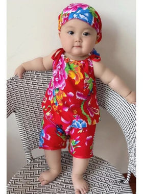 夏季儿童无袖套装男女童纯棉绸背心短裤两件套宝宝东北大碎花套装