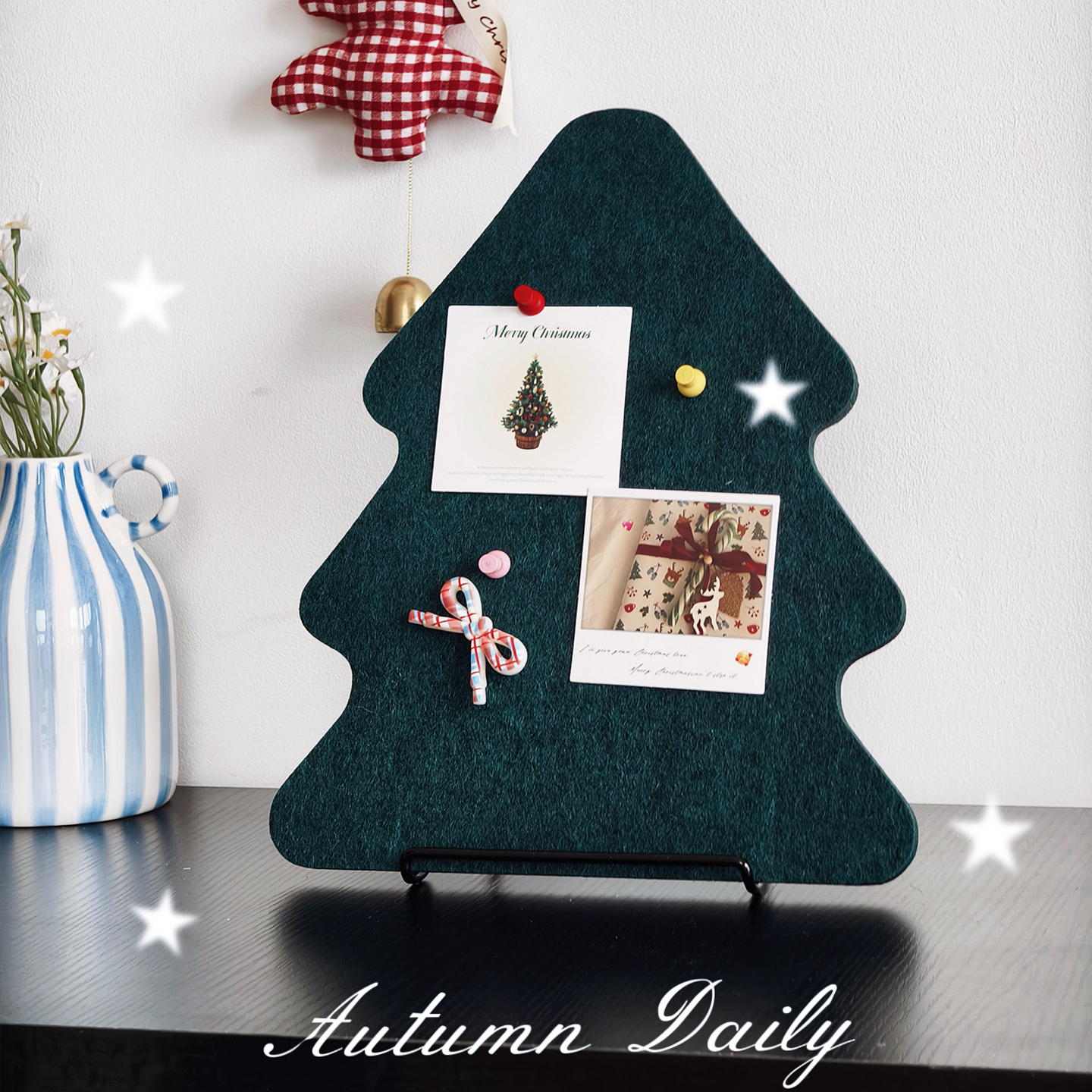 桌立板扎照片留言板装饰圣诞树