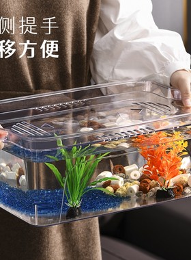 六角恐龙专用缸高清透明塑料鱼缸亚克力整体成型带盖仿玻璃金鱼缸