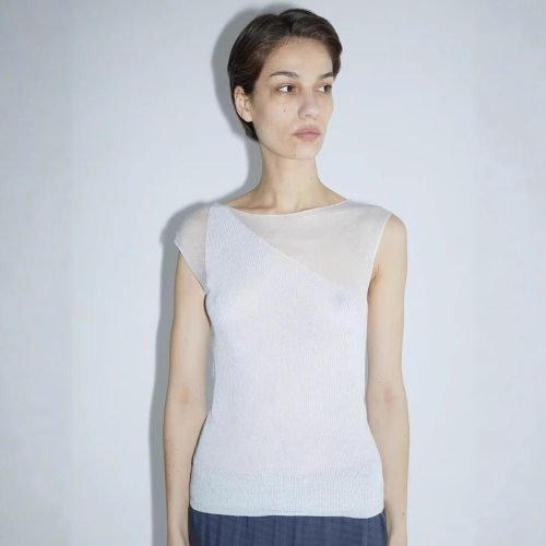 paloma wool25Nomel针织拼接无袖背心一字领上衣女夏