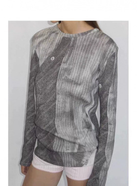 paloma wool西班牙复古印花薄款百搭时尚修身针织长袖T恤上衣