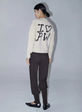 Paloma wool春秋美式学院圆领水貂毛宽松慵懒风毛衣女宽松针织衫