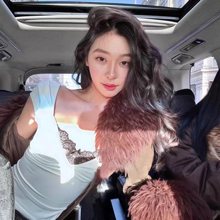 Free People易梦玲同款T恤欧美辣妹纯色低胸背心V领休闲无袖上衣