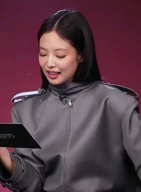 jennie同款aya muse灰色飘带拉链薄款夹克 围巾领短款西装外套