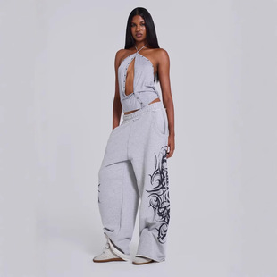 卫裤 街头潮流印花宽松阔腿长裤 情侣 london欧美跨境复古美式 jaded