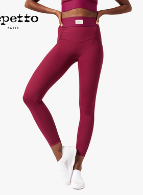 REPETTO丽派朵 女士黑色酒红色紧身弹力运动健身跑步瑜伽打底裤