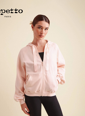 REPETTO丽派朵 REPETTO粉白色连帽拉链开衫卫衣粉白色2025新品