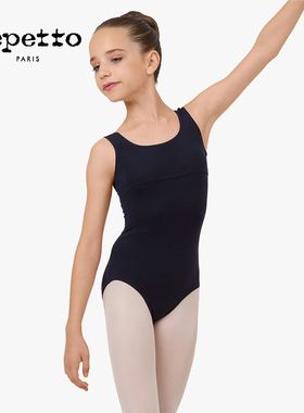REPETTO丽派朵 女童深蓝色圆领后背交叉带紧身弹力吊带芭蕾舞蹈服