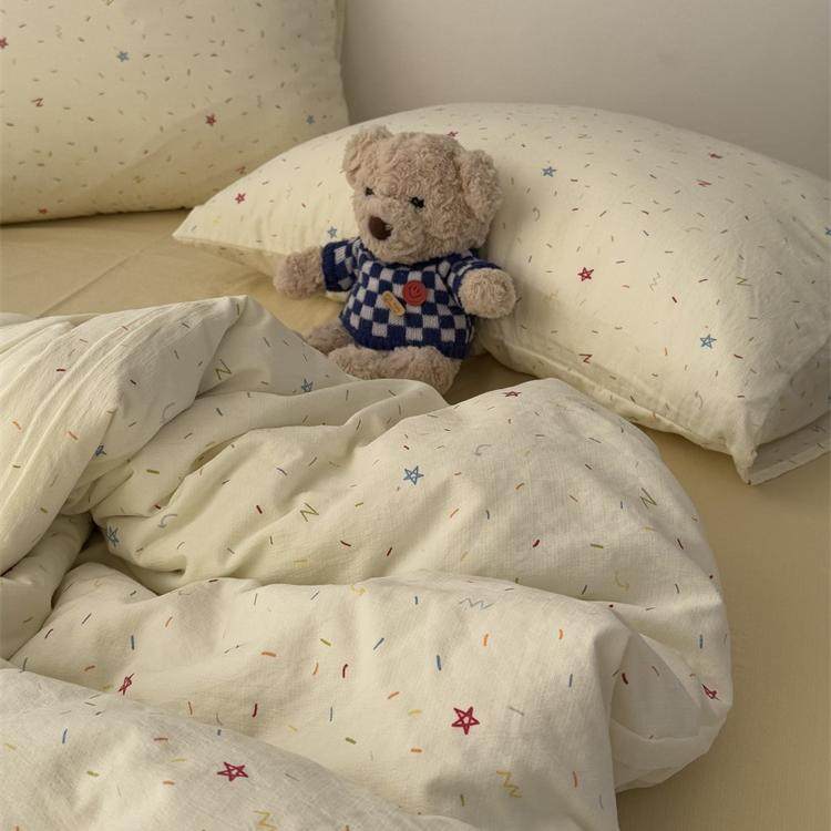 奶油少女系ins芝士碎针织水洗棉四件套床单学生宿舍三件套床笠1.8,床上用品,床品套件/四件套/多件套,淘宝优惠券,粉丝福利购,淘宝优惠卷