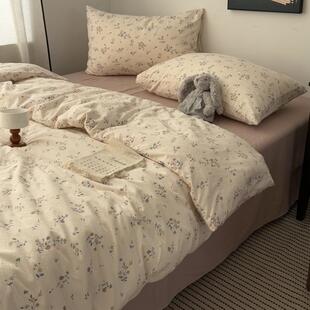 温柔法式 少女田园小碎花针织水洗棉四件套床单粉色学生三件套床笠