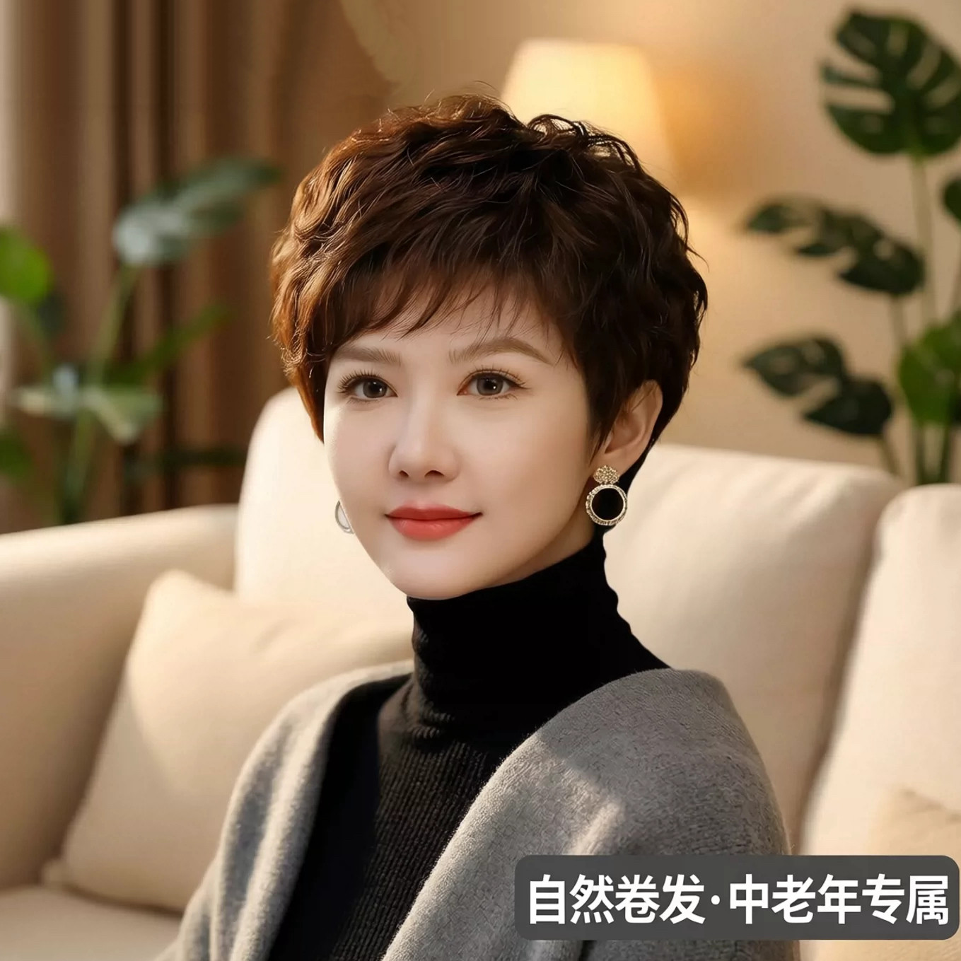 健康时尚全真发妈妈全头套假发