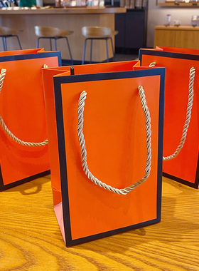 橙色ins风高档手提袋可定制简约时尚伴手礼新年圣诞节龙空礼物盒