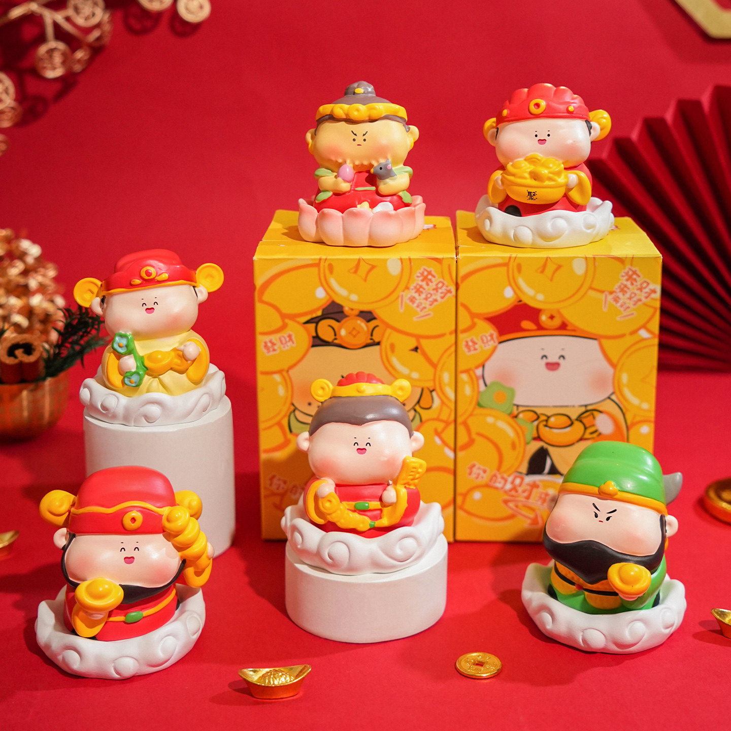 2026马年原创五路财神办公室桌面摆件潮玩手办家居装饰品新年礼物