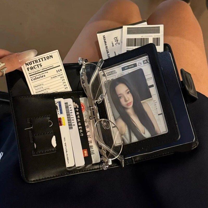韩系简约石头纹多功能护照夹女多卡位出国旅行护照卡包证件收纳包