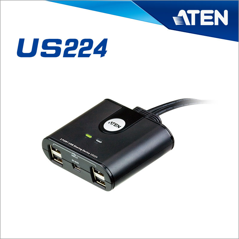 ATEN/宏正 US224 2端口USB2.0打印机共享分享器 键鼠切换器分线器