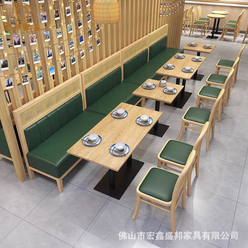 茶餐厅简约东南亚编藤沙发餐吧饭店商用靠墙卡座主题餐厅桌椅组合