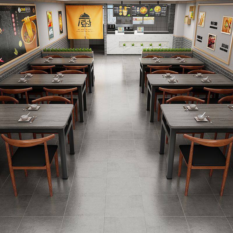 快餐桌椅组合长方形快餐小吃店饭店餐饮面馆商用食堂餐厅吃饭桌子