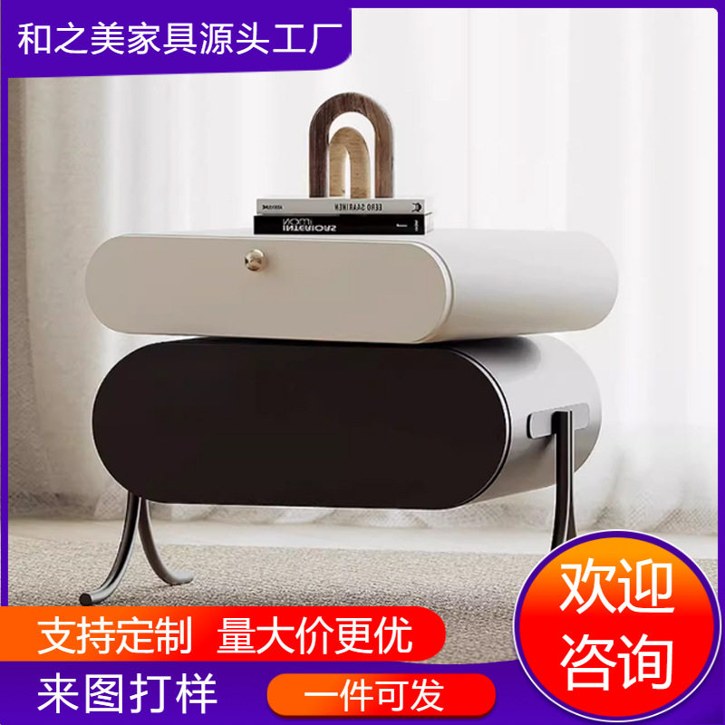 意式极简旋转不锈钢床头柜