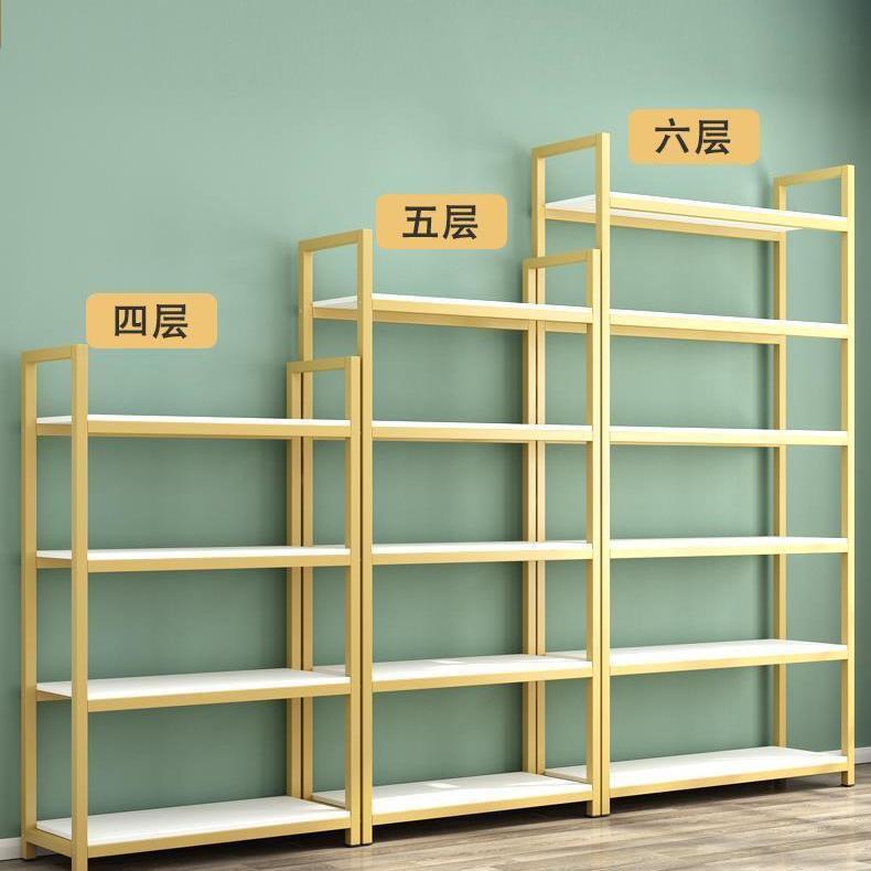 批发置物架落地多层简易钢木书柜家用储物架格子仓储收纳架美容院