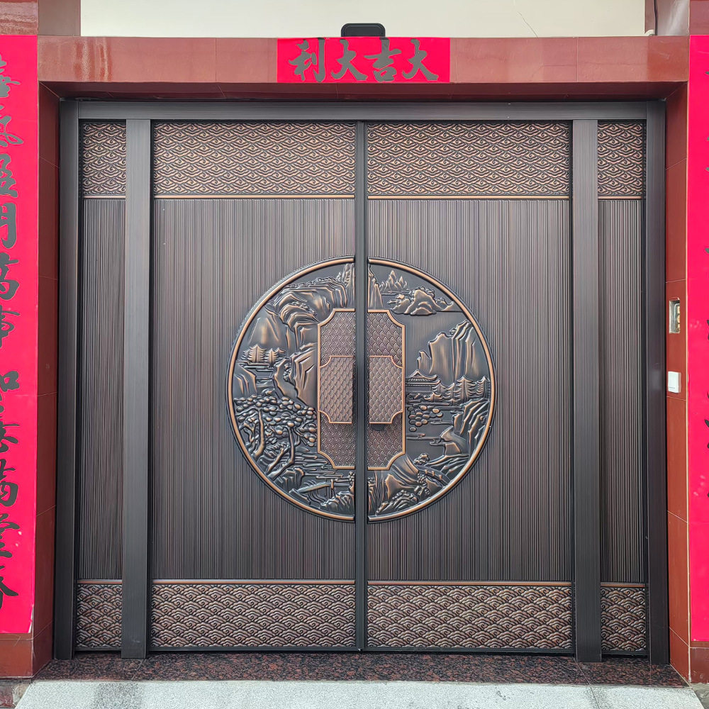 家用双开门防盗门铸铝门农村自建房入户门铝合金大门子母进户大门