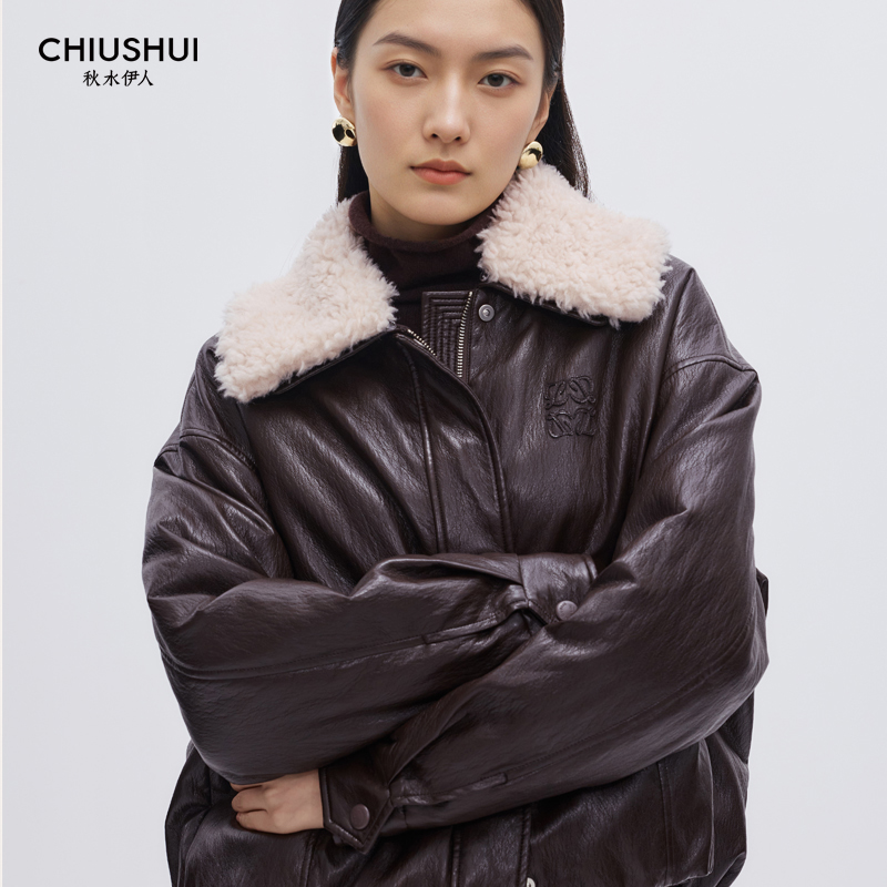 入淘宝群看折扣 秋水伊人专柜25冬咖色皮羽绒服15411af152027