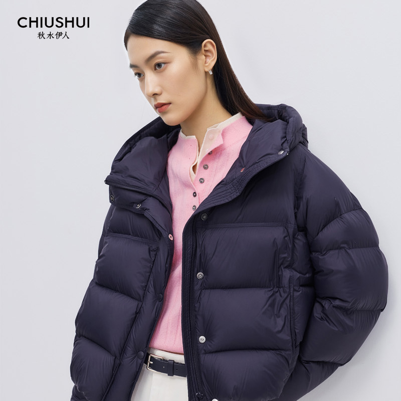 秋水伊人专柜25冬落肩短款简约百搭羽绒服15410af152015