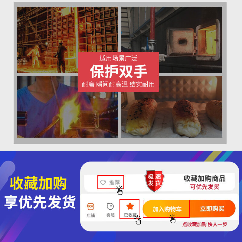 帆布手套五指加棉隔热防烫加厚牛仔冬H季工作保暖防滑耐磨劳保防