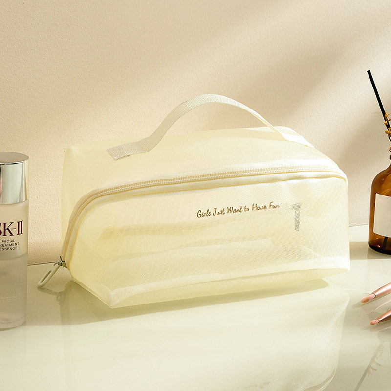 新款网纱枕头包便携旅行洗漱包透气高颜值化妆包大容量透明收纳包
