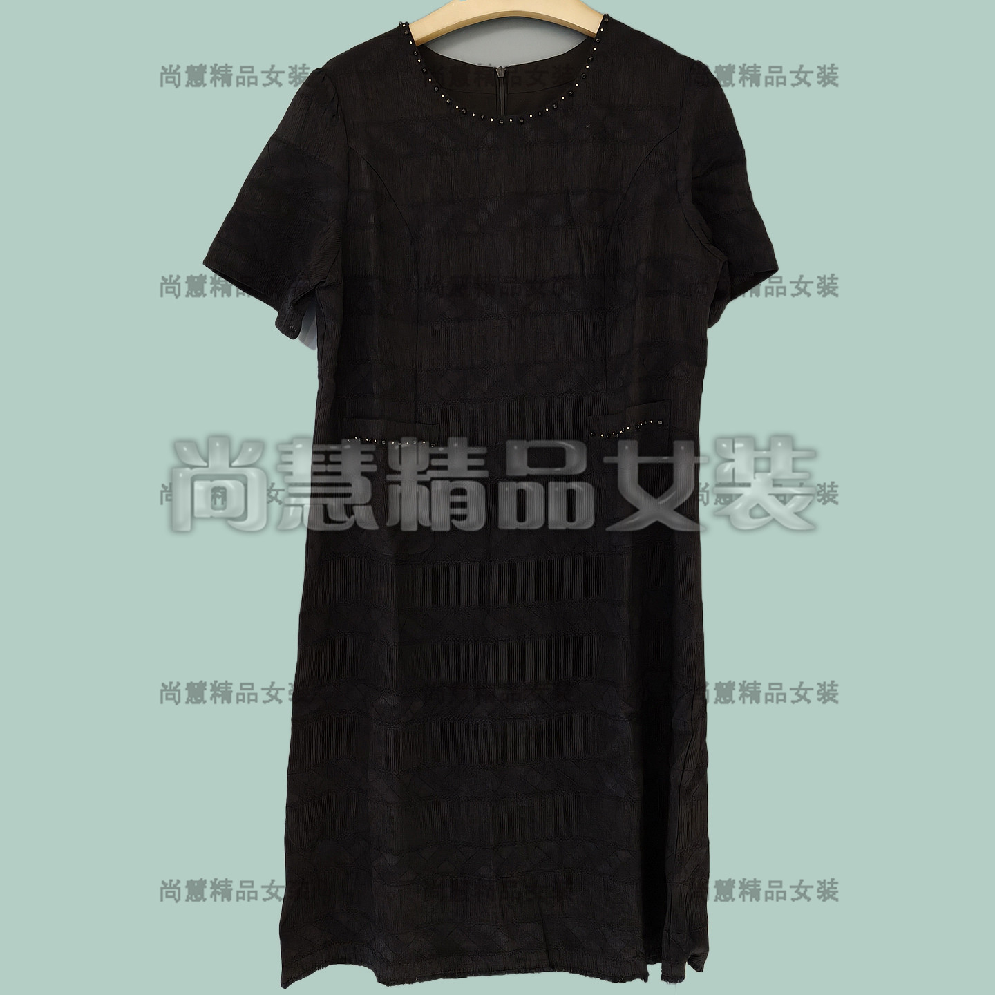 2026春夏新款女装7162D时尚简约百搭黑色短袖连衣裙洋装