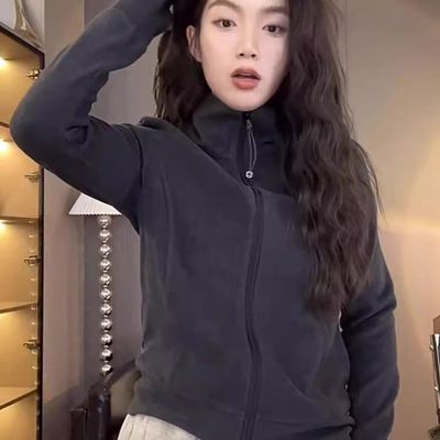 秋冬新款美拉德风设计感拉链卫衣