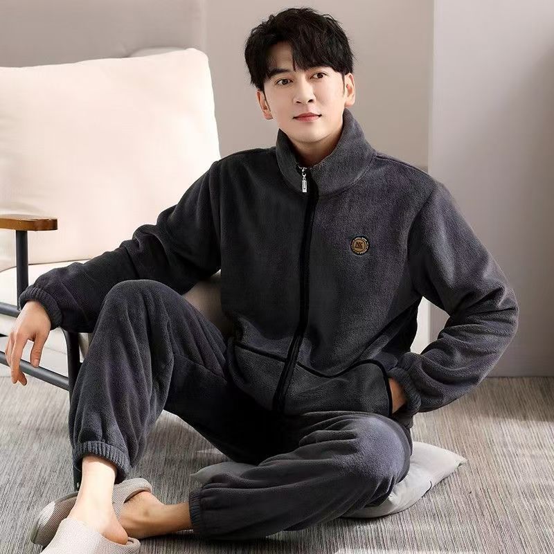 美梦2025年秋冬季珊瑚绒睡衣男加绒加厚保暖冬天男款加肥大码男家