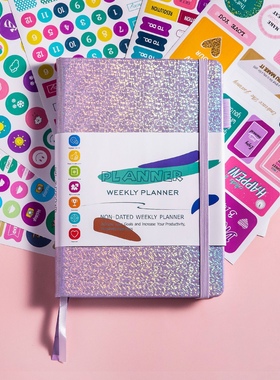 英文多功能自我管理日程本weekly planner自填日期A5周计划愿景