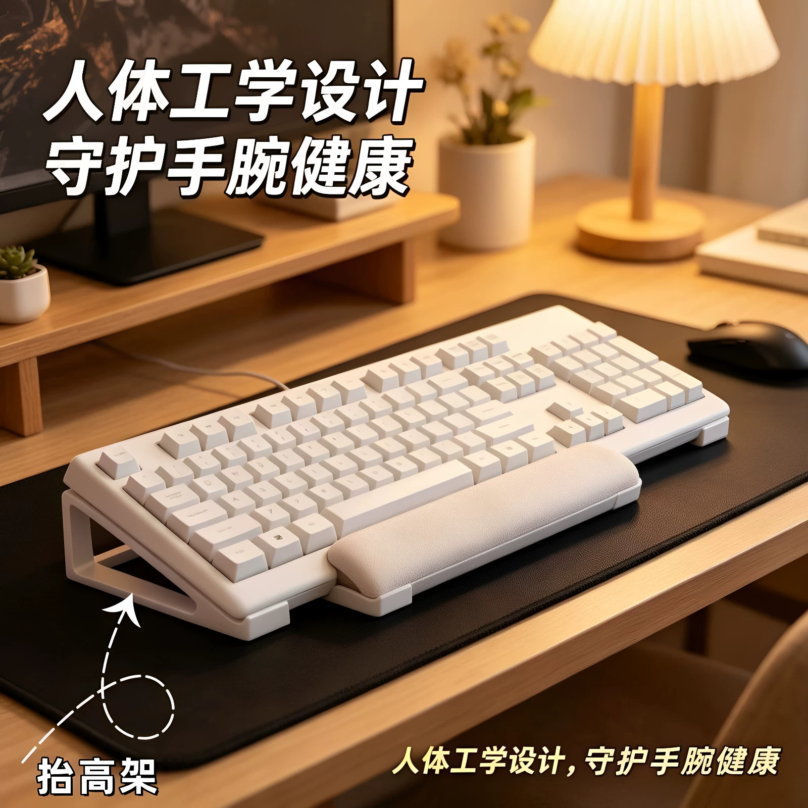 台式电脑斜坡展示架键盘增高架可打字款桌面键盘斜面增高键盘托架
