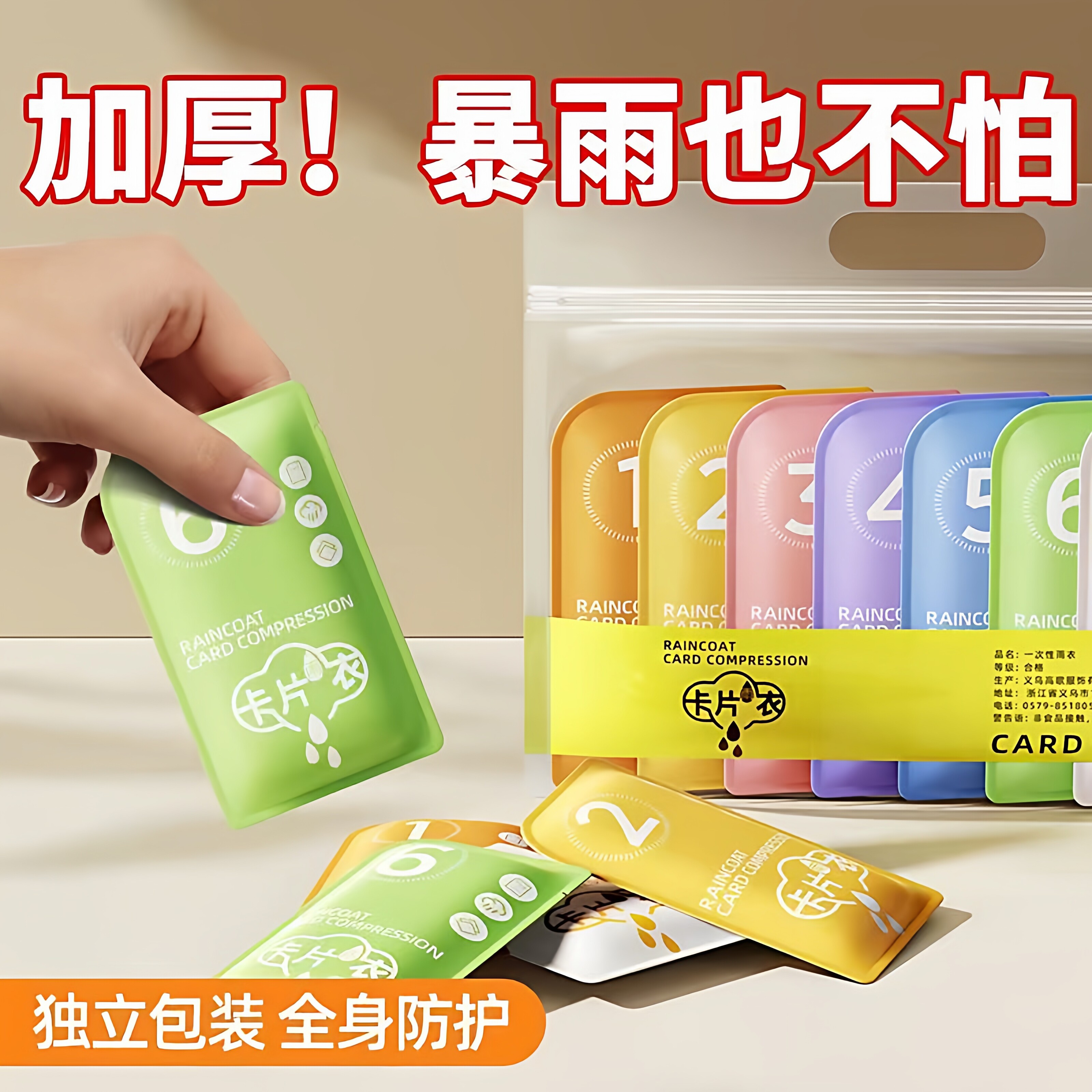 一次性卡片雨衣户外长款防暴雨儿