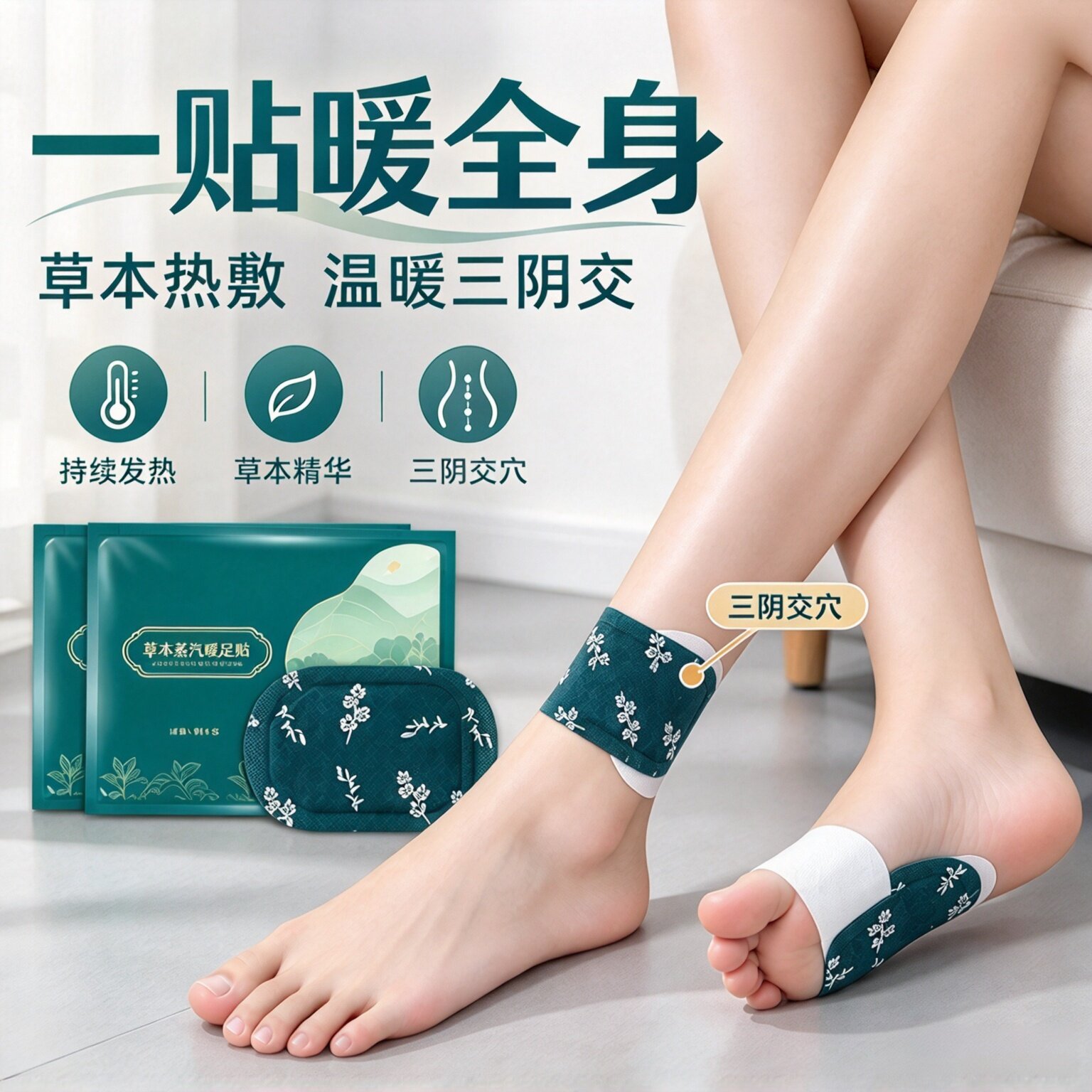 艾草暖足贴发热贴热敷暖脚贴脚底贴冬季保暖三阴交发热脚踝贴生姜