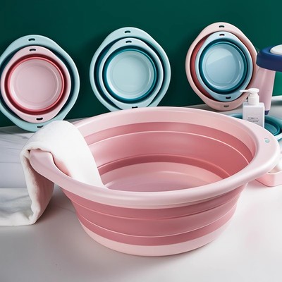 开学季折叠盆家用脸盆洗脸盆塑料盆加厚耐用大号学生便携式旅行盆