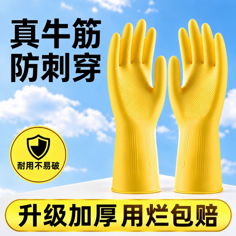 家务劳保耐用橡胶乳胶防水耐磨工作手套厨房洗碗男女塑胶牛筋胶皮