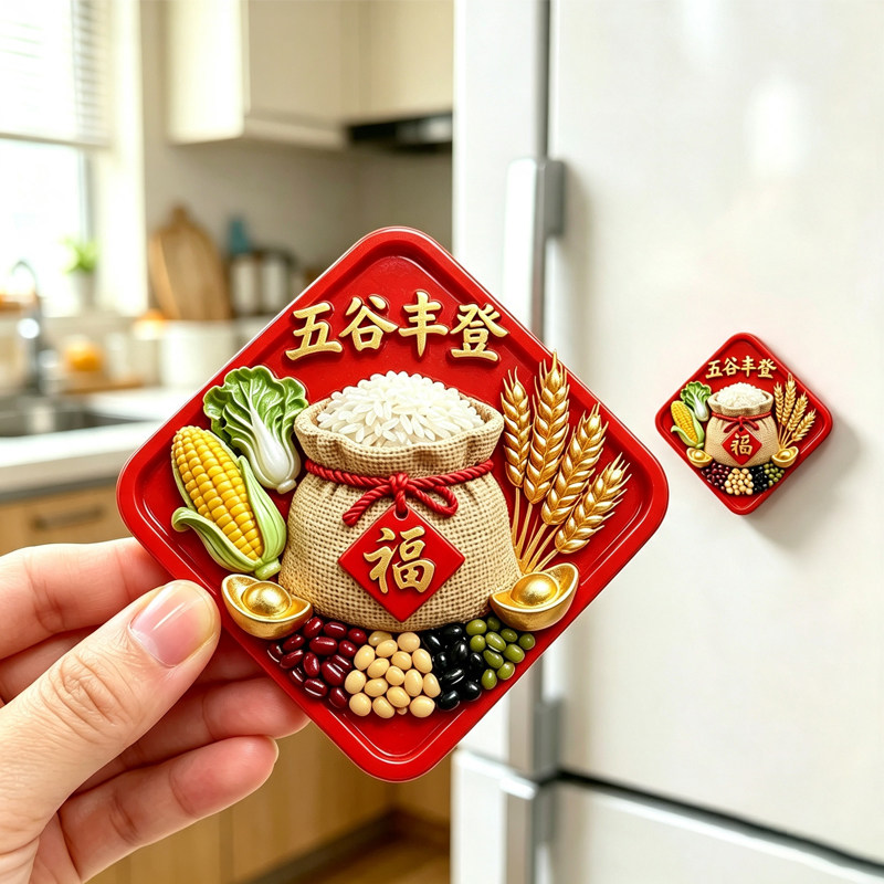 五谷丰登平面冰箱贴磁吸立体